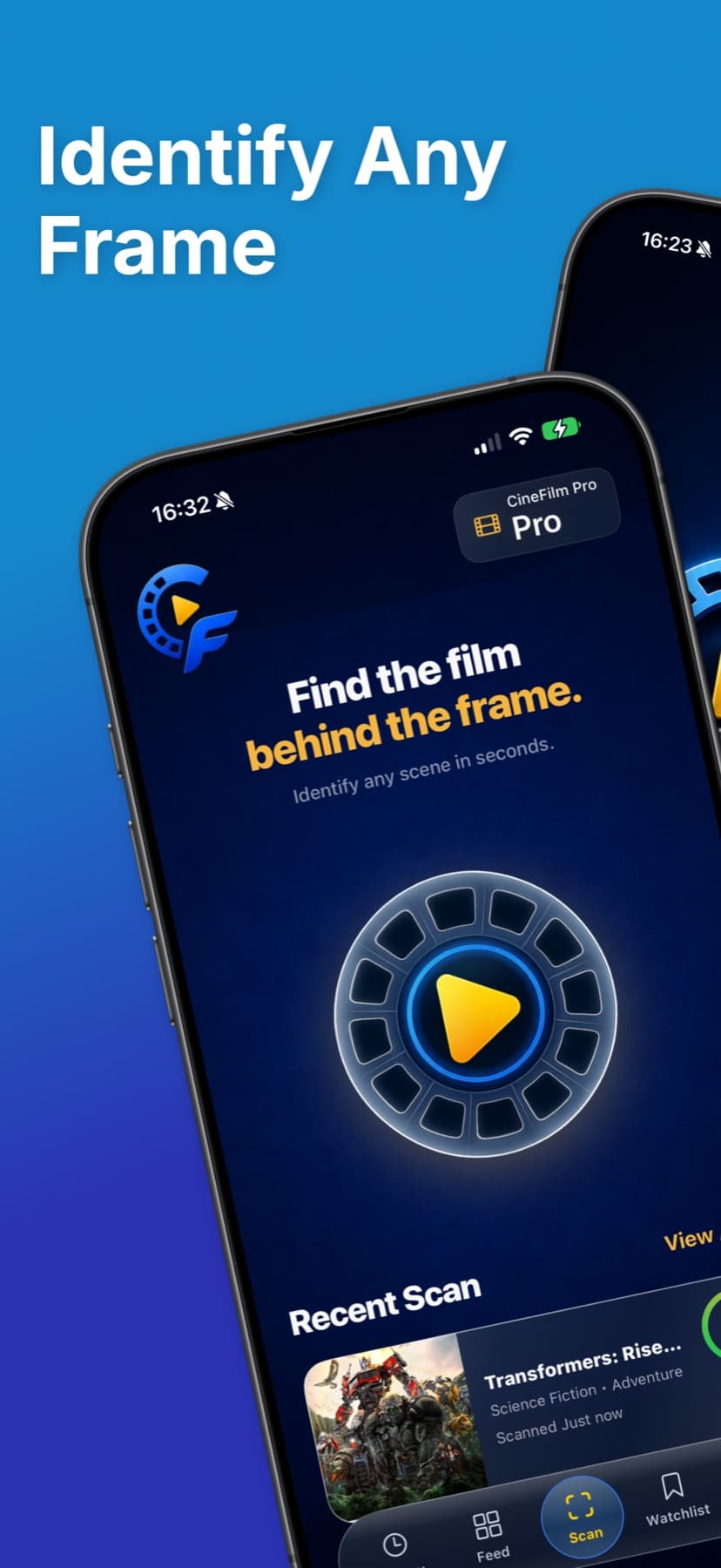 CineFilm app identifying a film frame on iPhone